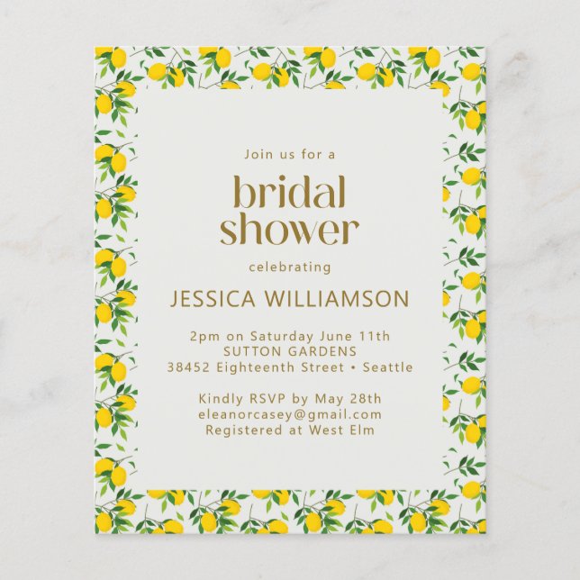 Budget Été Citron Fruit Motif Fête des mariées (Devant)