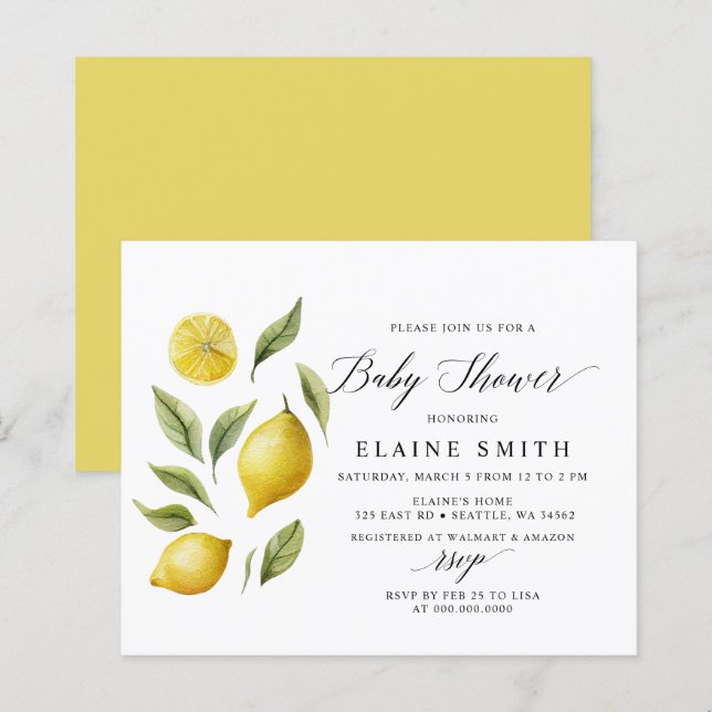 Budget Été Citron Lime Citrus Baby shower (Devant / Derrière)