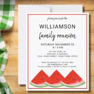 Budget Été Famille Réunion Watermelon Invitation
