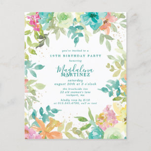 Budget été floral 19e anniversaire Invitation