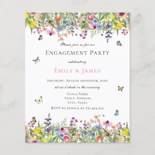 Budget Été Floral Engagement Party Invitation