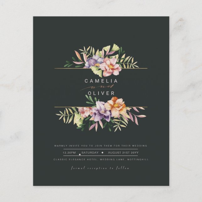 Budget Été Floral Mariage Inviter QR Code RSVP (Devant)