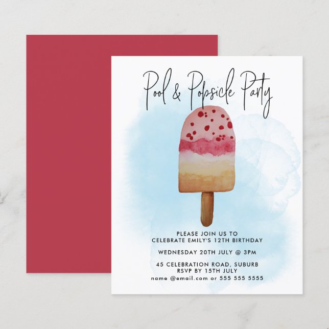 Budget Été Piscine Popsicone Fête N'Importe Quel Â (Devant / Derrière)