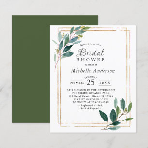 Budget Eucaliptus Gold Bridal Shower Invitation