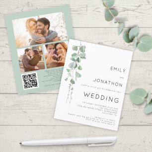 Budget Eucalyptus 3 Photos QR Code Mariage Invitat