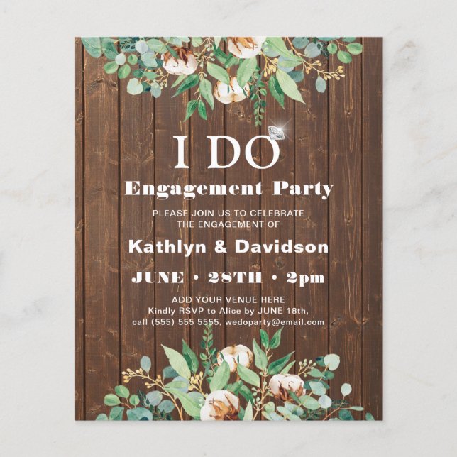 BUDGET Eucalyptus 4 Fiançailles photo Invitation (Devant)