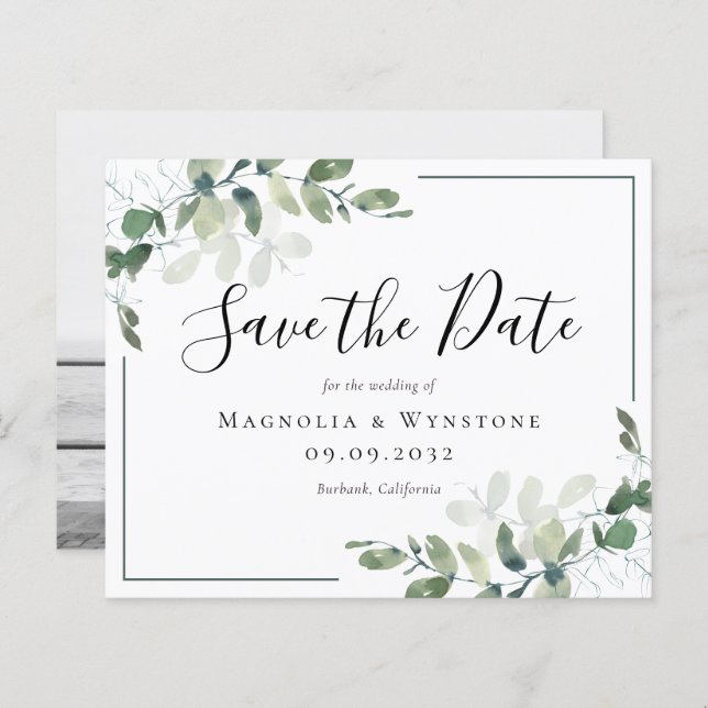 BUDGET Eucalyptus Aquarelle Mariage Enregistrer La (Devant / Derrière)