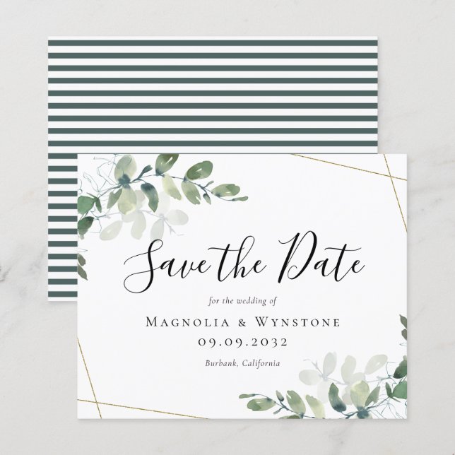 BUDGET Eucalyptus Aquarelle Mariage Enregistrer La (Devant / Derrière)