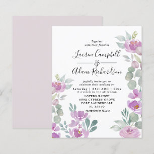 Budget Eucalyptus Aquarelle Pink Mariage Invitatio