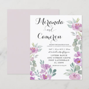 Budget Eucalyptus Aquarelle Pink Mariage Invitatio