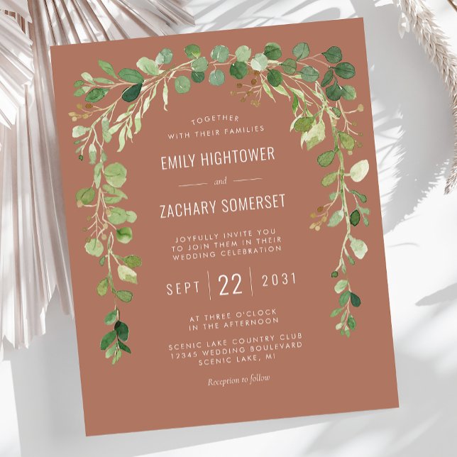 Budget Eucalyptus Arch Terracotta Mariage Invitati (Créateur téléchargé)