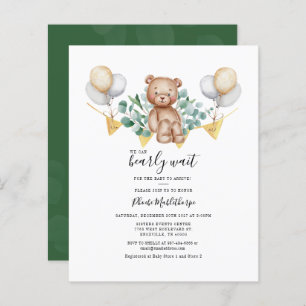 Budget Eucalyptus Baby shower vert Invitation