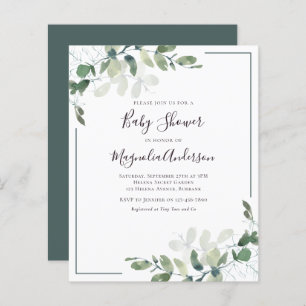 BUDGET Eucalyptus Baby shower vert Invitation