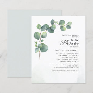 Budget Eucalyptus Baby shower vert Invitation
