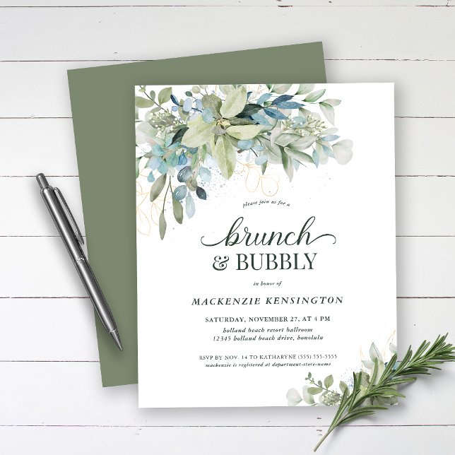 BUDGET Eucalyptus Brunch Bubbly Invitation (Créateur téléchargé)