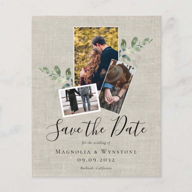 BUDGET Eucalyptus Burlap Mariage Enregistrer La Da (Devant)