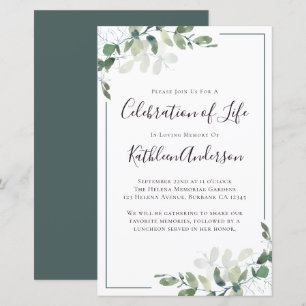 Budget Eucalyptus Célébration de la vie Invitation