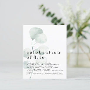Budget Eucalyptus Célébration de la vie Invitation