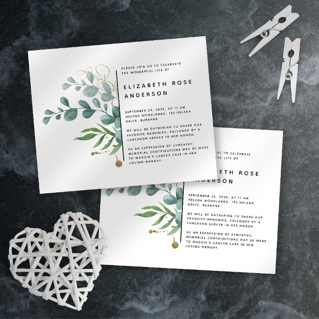 BUDGET Eucalyptus Célébration de la vie Invitation (Créateur téléchargé)