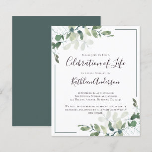 Budget Eucalyptus Célébration de la vie Invitation