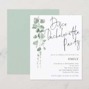 Budget Eucalyptus Disco Bachelorette Invitation
