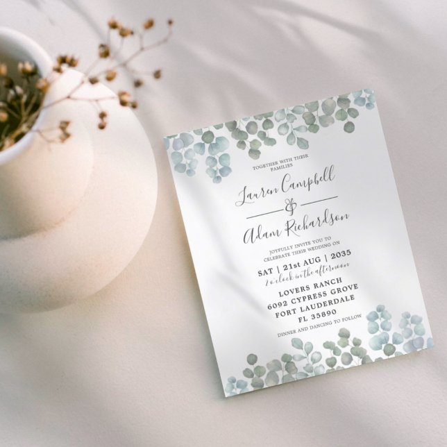 Budget Eucalyptus Dusty Blue  Mariage Aquarelle  (Créateur téléchargé)