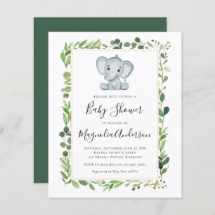 BUDGET Eucalyptus Elephant Baby shower Invitation