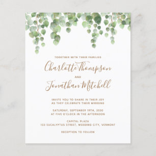 Budget Eucalyptus Faire-part de mariage botanique