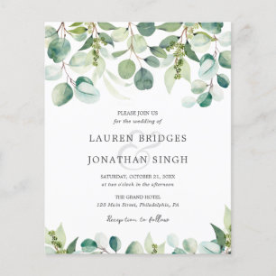 Budget Eucalyptus Faire-part de mariage de verdure
