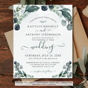 Budget Eucalyptus Faire-part de mariage de verdure