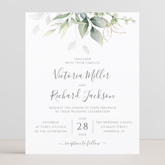 Budget Eucalyptus Faire-part de mariage de verdure (Créateur téléchargé)