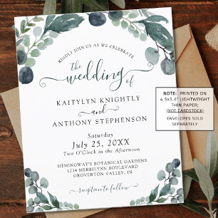 Budget Eucalyptus Faire-part de mariage de verdure