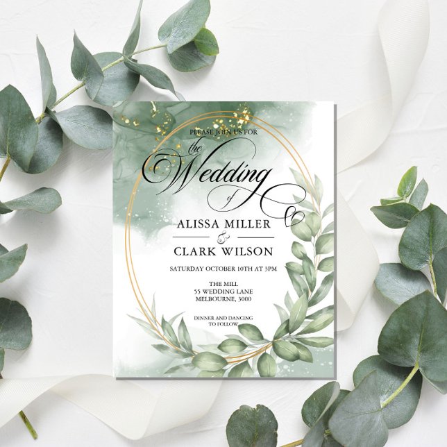 BUDGET Eucalyptus Faire-part de mariage Or (Créateur téléchargé)