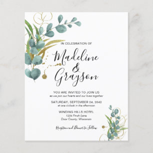 BUDGET Eucalyptus Faire-part de mariage Or
