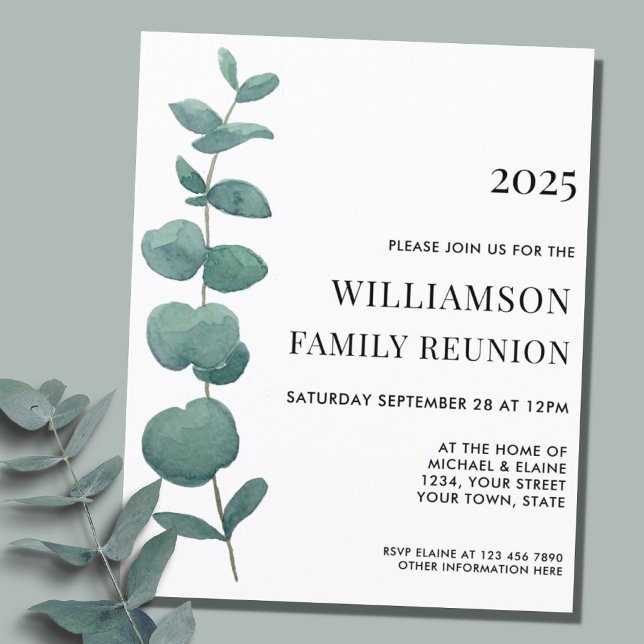 Budget Eucalyptus Family Reunion Invitation (Créateur téléchargé)