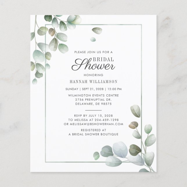 Budget Eucalyptus Fête des mariées Verdure rustiqu (Devant)