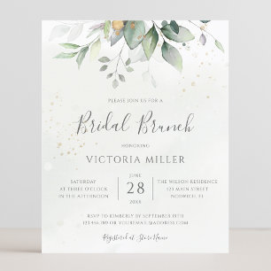 Budget Eucalyptus Feuille Bridal Brunch Invitation
