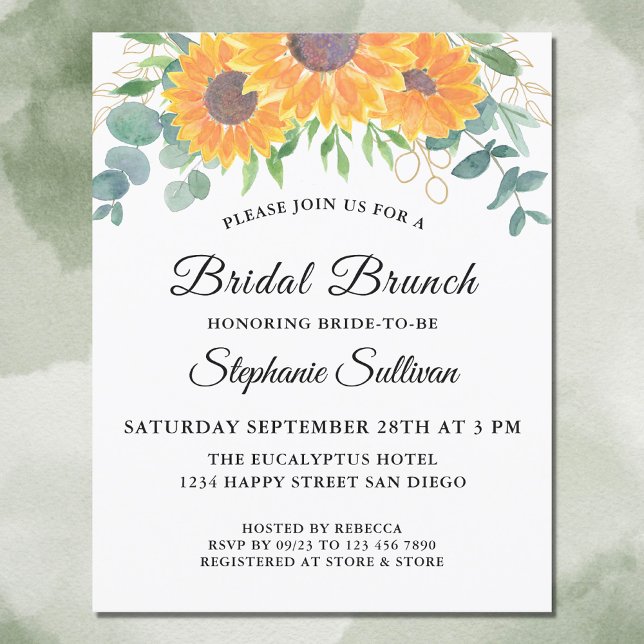 Budget Eucalyptus Floral Bridal Brunch Invitation (Créateur téléchargé)