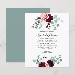 Budget Eucalyptus Floral Bridal Shower Invitation