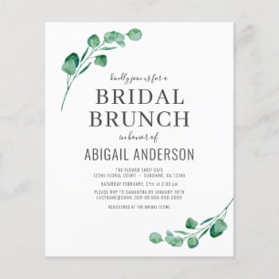 Budget Eucalyptus Foliage Bridal Brunch Invitation