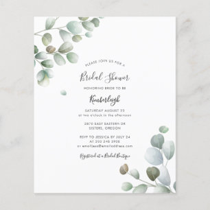 Budget Eucalyptus Foliage Bridal Shower Invitation