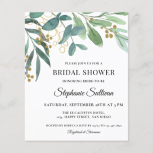 Budget Eucalyptus Foliage Bridal Shower Invitation