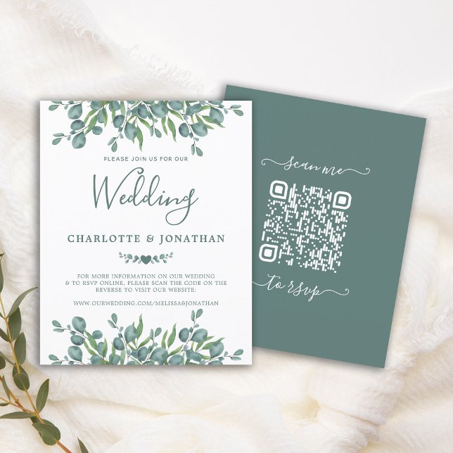 Budget Eucalyptus Foliage QR Code Mariage Invitati (Créateur téléchargé)