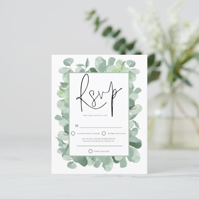 Budget Eucalyptus Frame Mariage RSVP (Debout devant)