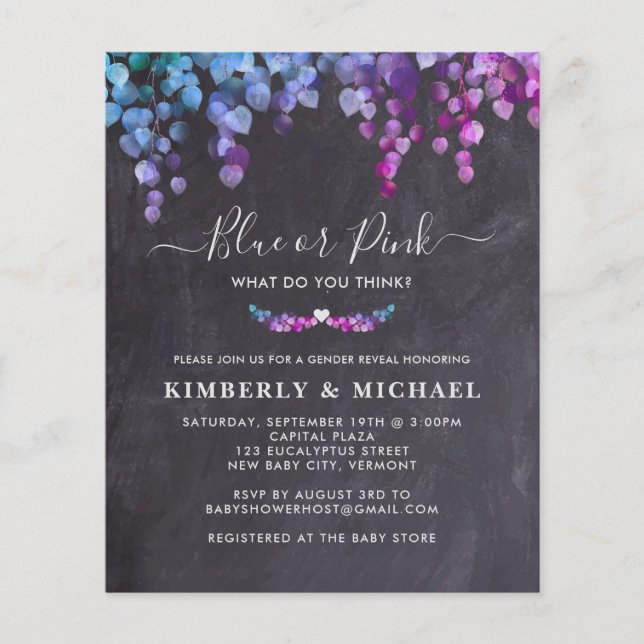 Budget Eucalyptus Genre Révéler Bébé rose Bleu (Devant)