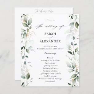 Budget Eucalyptus Glow Gold Wedding Programme 2