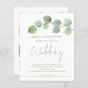 BUDGET Eucalyptus Gold 3 photo QR Wedding Invitati