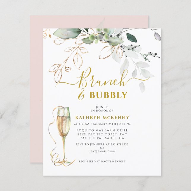 Budget Eucalyptus Gold Blush Pink Fête des mariées (Devant / Derrière)