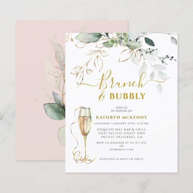 Budget Eucalyptus Gold Blush Rose Mariage (Devant / Derrière)