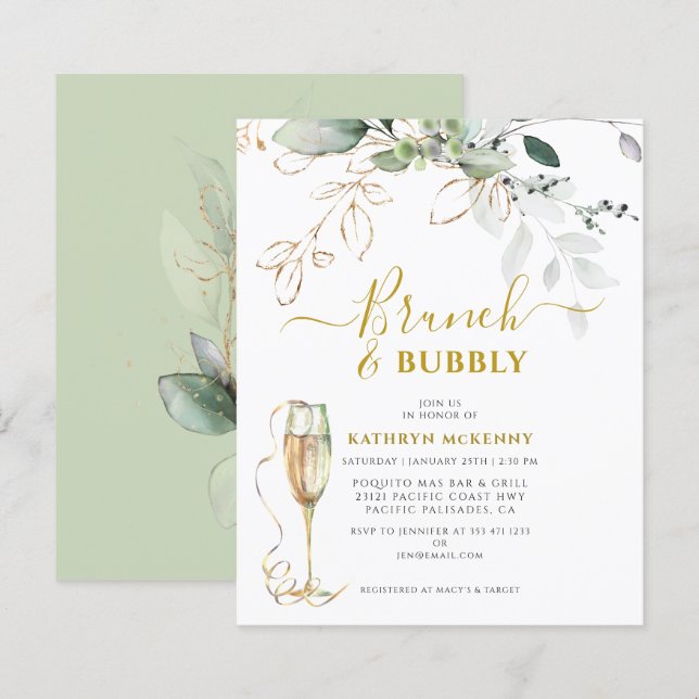 Budget Eucalyptus Gold Calligraphie Enterrement de (Devant / Derrière)